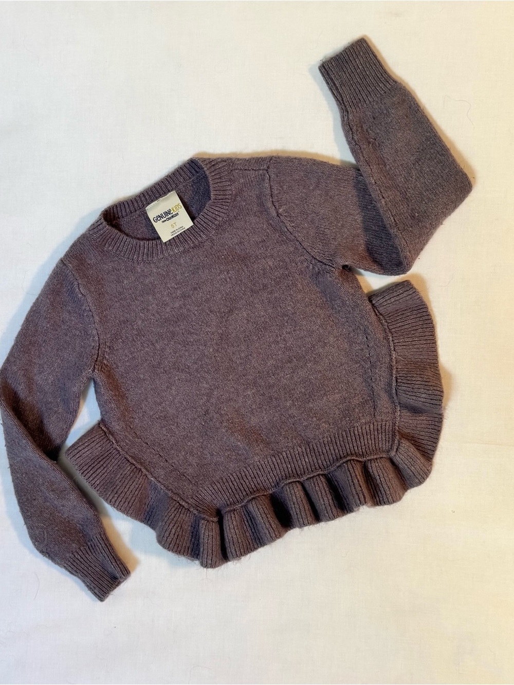 Genuine Kids From Oshkosh Girls Purple Ruffle Hem Knit Sweater Size 5T